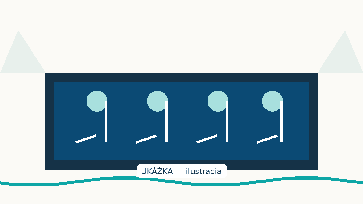 Abstraktná ilustrácia koncertného pódia s notovými balkmi — symbol hudobných podujatí.